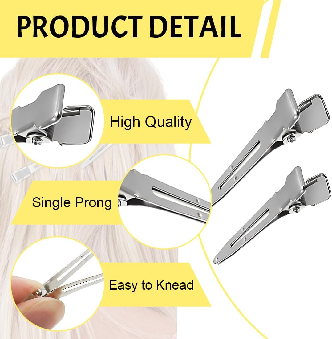 Weddhuis Entebill Pack of 10 Hair Clips Hair Clips Hairdressing Alligator Clips Metal Hair Clips Women Clips Hairdressing Salon Girls Hair Styling DIY (5.5/4.5 Cm) (Silver) image number 4