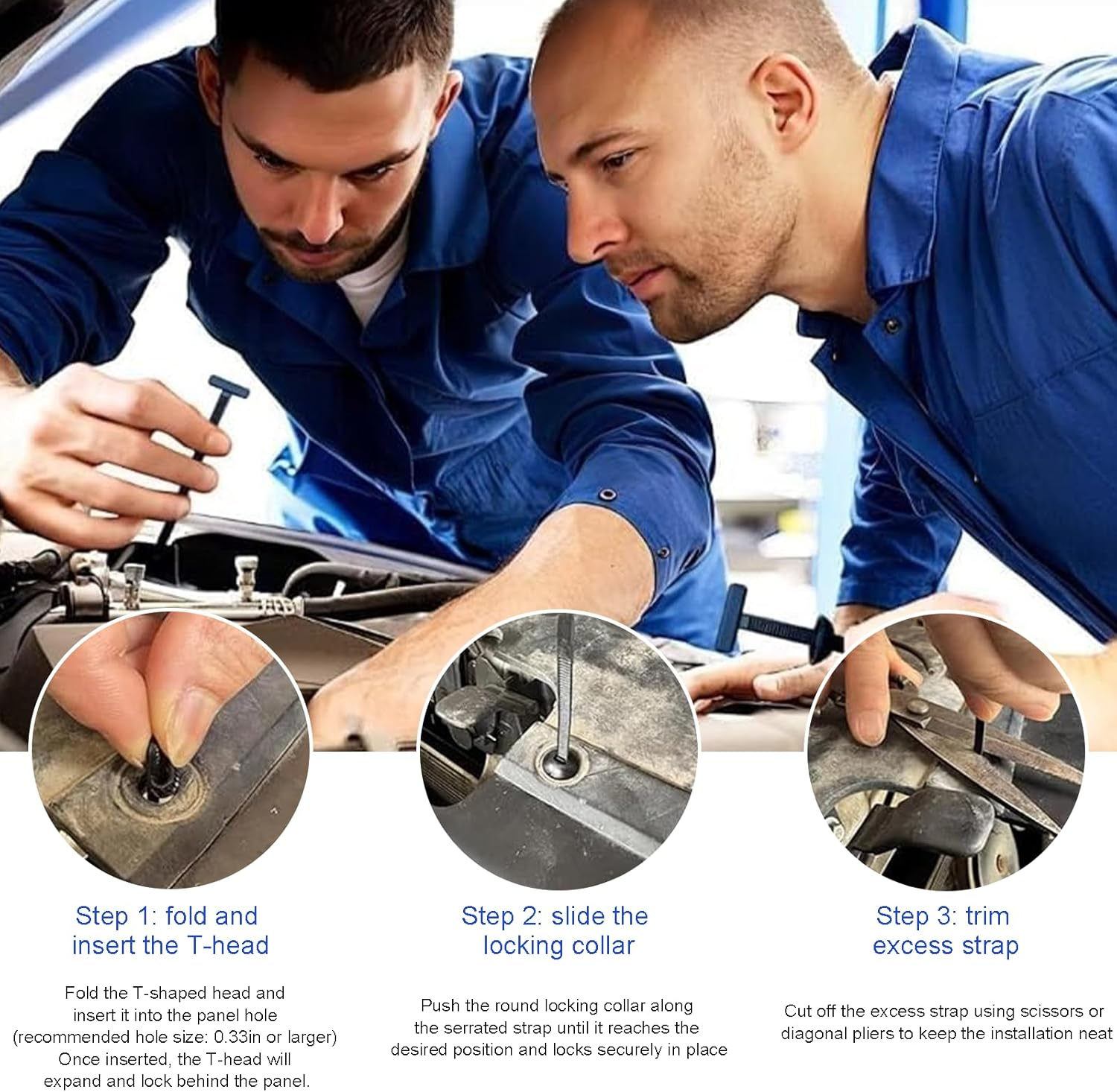 Rylaxzon Cable Tie Buckle, Heavy Duty Self-Locking Nylon Zip Ties, Automobile Parts Fixing Tool, High Heat & Durable (50 PCS) image number 2