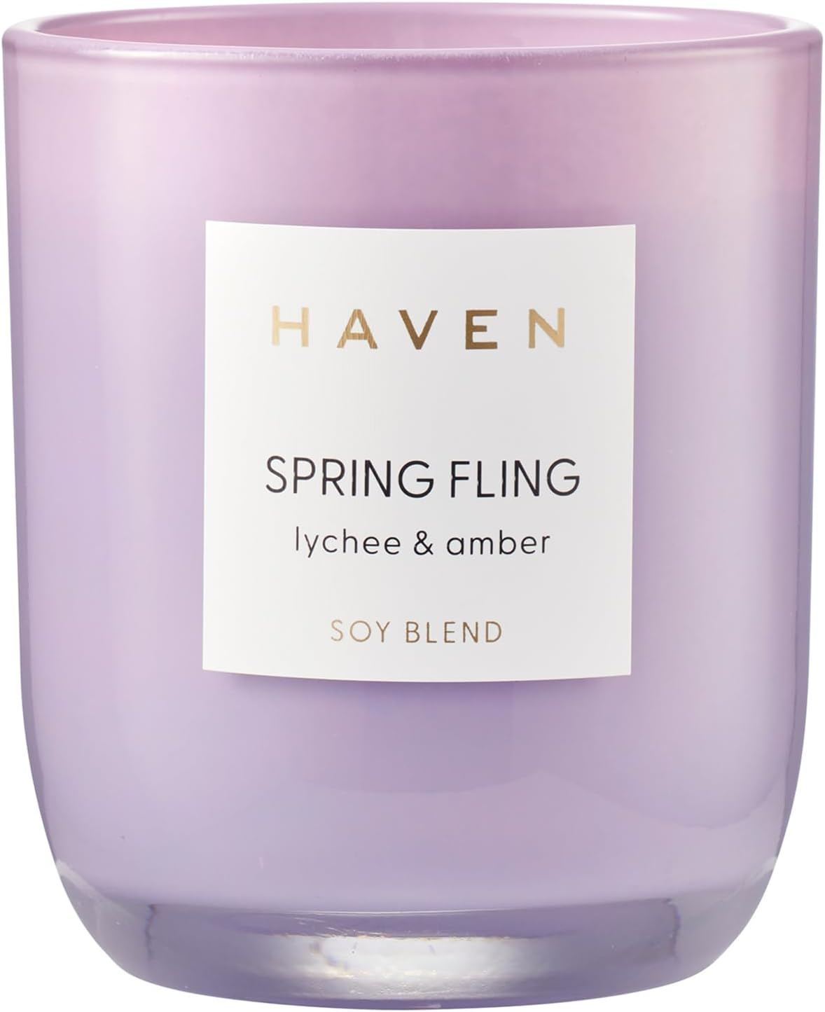 Haven Lychee & Amber Scented Soy Blend Candle - Natural, Non-Toxic, Long-Lasting Burn in Purple Glass Jar for Home Decor & Aromatherapy image number 3