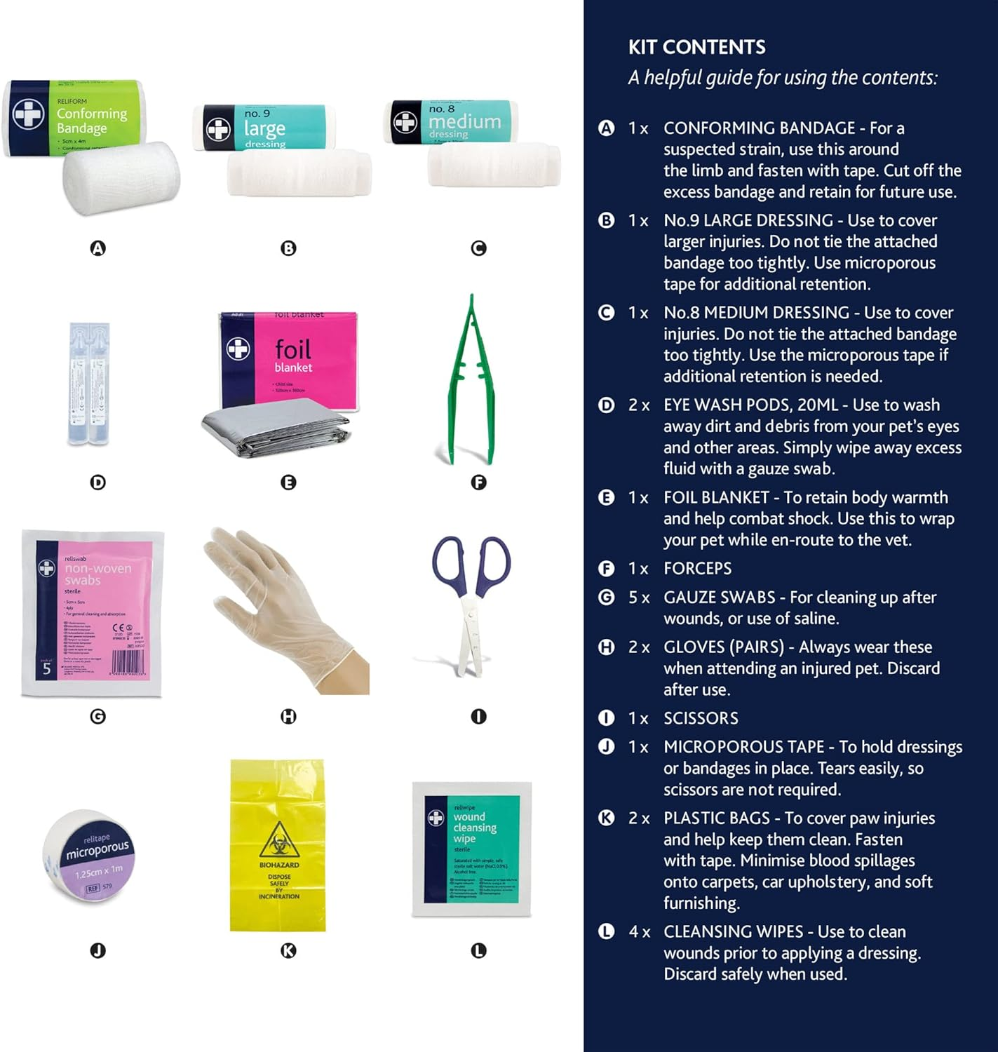 Reliance Medical Pet First Aid Kit - Essential Care for Dogs and Cats, Ideal for Travel, Camping, Home Use, Includes Saline, Bandages, Durable Rip-Stop Fabric Bag, 1 Kit image number 2