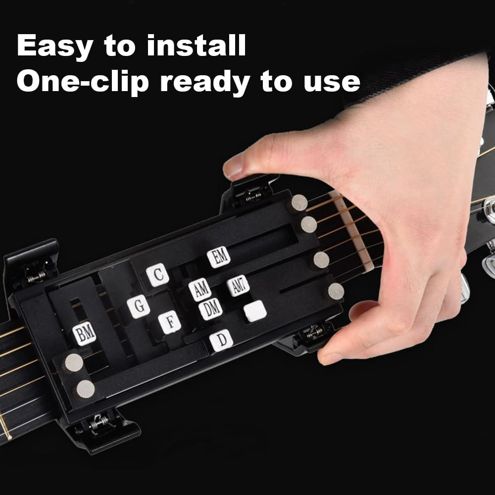 Guitar Aid Chords Buddy Trainer, Guitar Chord Presser,Assisted Para Tool,Guitar Learning Parts with Guitar Chart Presser,Guitar Helper Teaching Practice Tool for Beginner (Black) - Black image number 3
