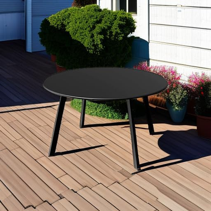 Grand Patio Outdoor Coffee Table, Steel Weather-Resistant Outdoor Side Table, Round, Black image number 2