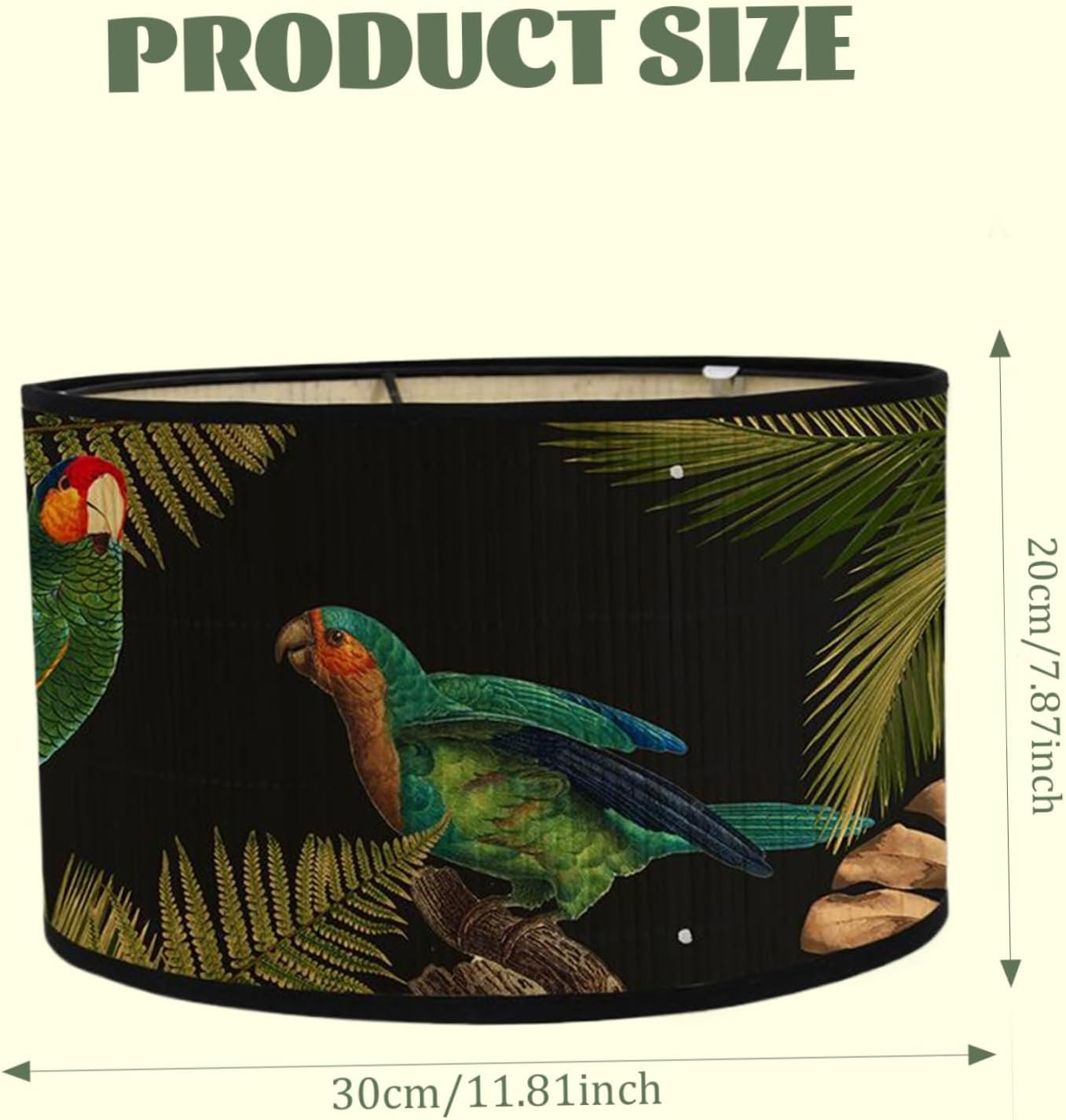 Lampshade for Table Lamps, 12X8 Modern Pattern round Drum Table Lamp Shades Easy Fit for Living Rooms, Bedroom, Hallways, Reading Room, Green Parrot image number 5