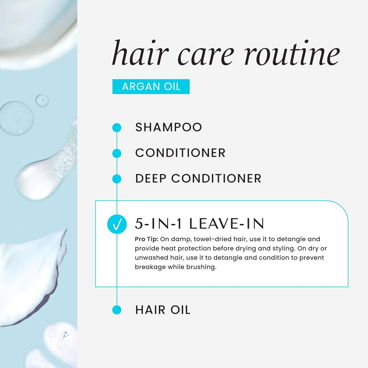 HASK Argan Oil Repairing 5-In-1 Leave-In Conditioner for All Hair Types, Colour Safe, Gluten-Free, Sulfate-Free, Paraben-Free - 1 175 Ml Bottle image number 6