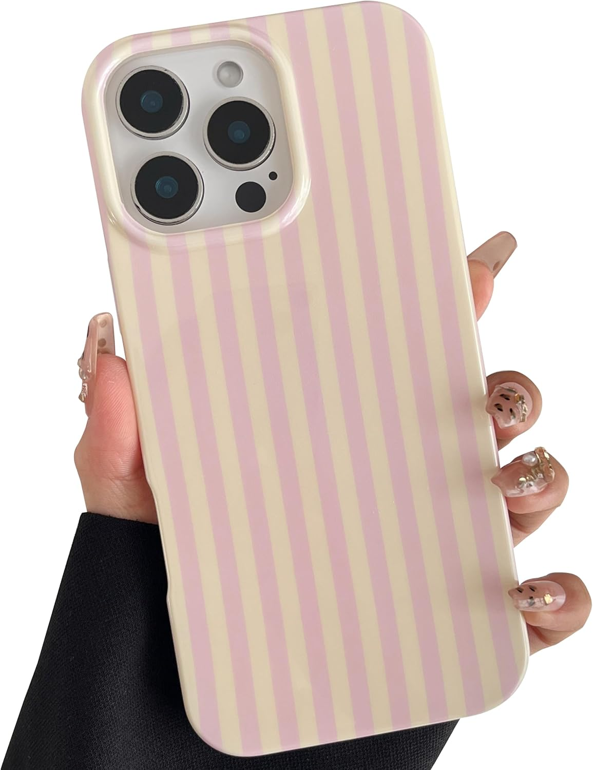 TQLGY for Iphone 13 Case Cute Striped Phone Case Soft TPU Slim Shockproof Protective Cover for Women Girls, Red and Pink image number 6