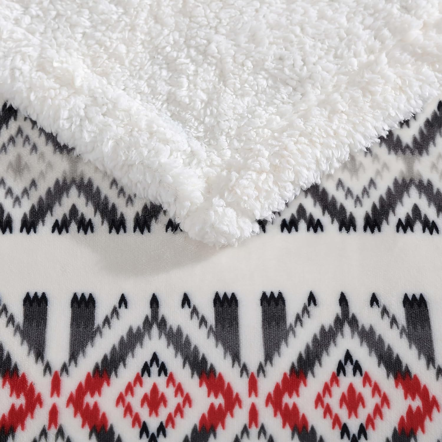 Eddie Bauer Ultra-Plush Collection Throw Blanket-Reversible Sherpa Fleece Cover, Soft & Cozy, Perfect for Bed or Couch, Mountain Village Red - Grey/Red image number 6