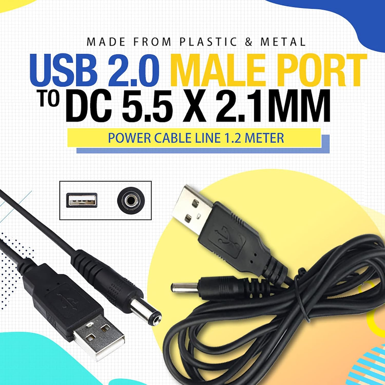 JR Joyreap USB to DC Power Cord 4Ft 120Cm USB 2.0 a Type Male to DC 5.5 X 2.1Mm DC 5V Power Plug Connector Cable USB to 5V Power Charging Adapter (Black) image number 5