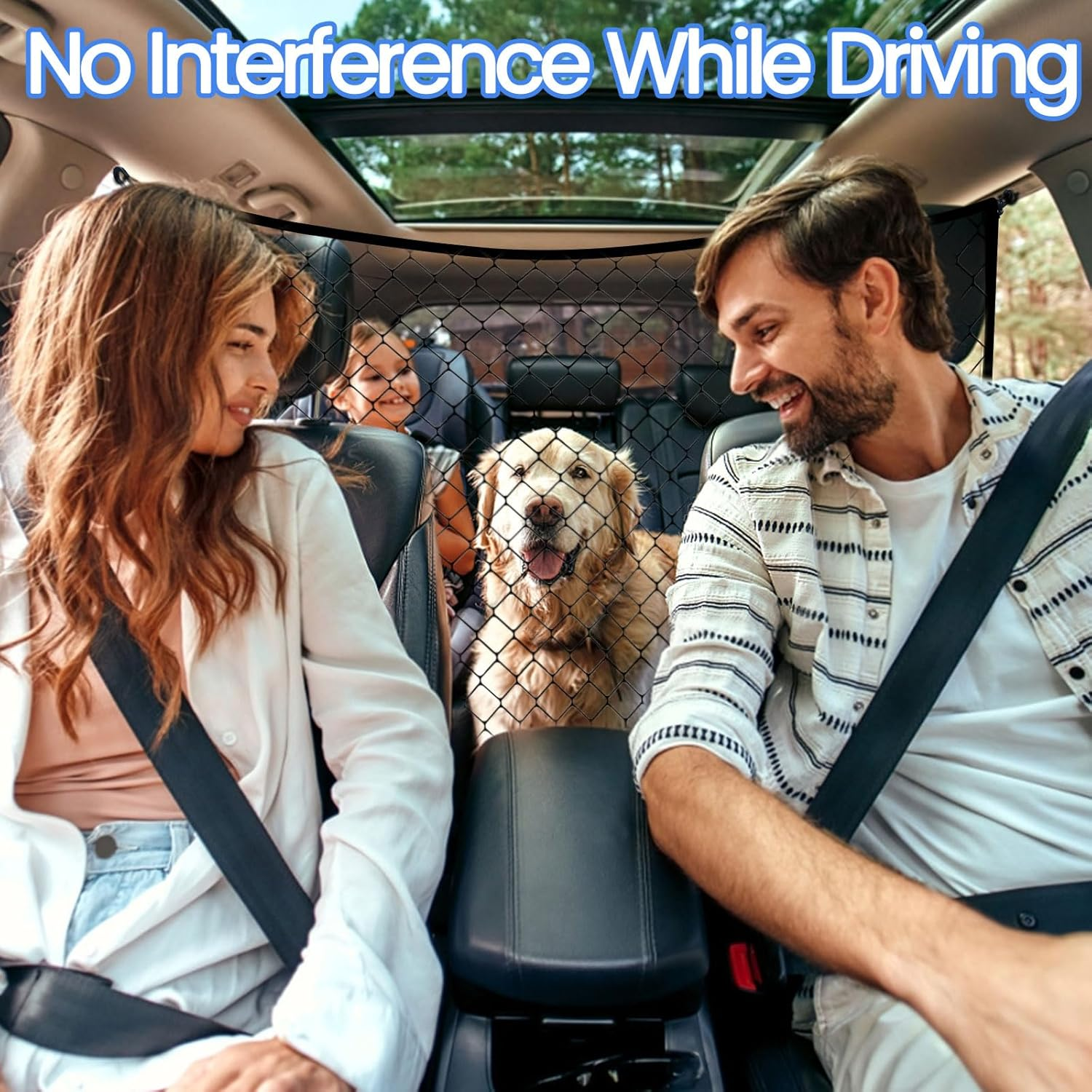 Dog Barrier Car Net with Hooks, Pet Barrier for Car, Car Rear Seat Isolation Barrier Net Back Pet Dog Seat Divider, Dog Car Net Barrier Trunk for Car, Trucks, SUV, Vans (47.2'' X 27.5'') image number 3