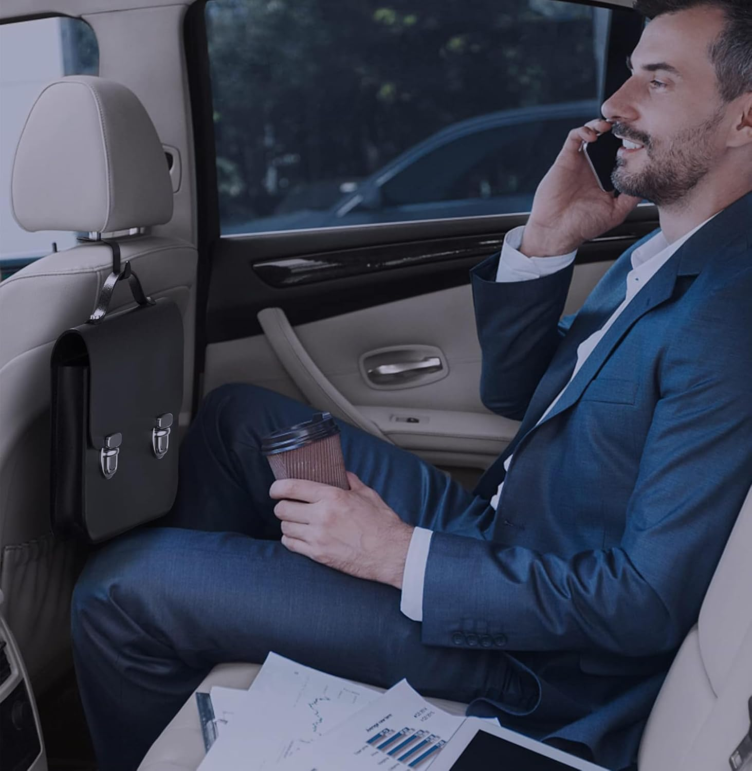 Heatunk 4-Pack Heavy-Duty Car Seat Headrest Hooks - Space-Saving Black Purse and Bag Holders for Vehicles image number 3