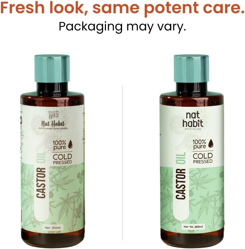 Nat Habit Cold Pressed 100% Pure Castor (Arandi) Oil for Skin & Hair with Vitamin E, Omega-6 & 9, Mineral Free & Preservative Free (200 Ml) image number 4