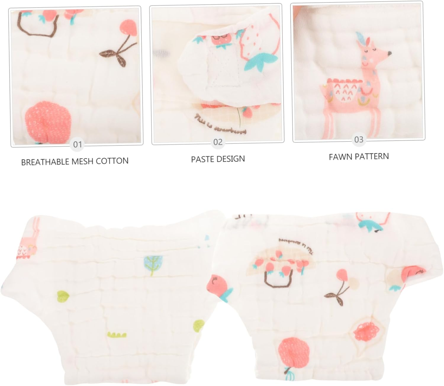 2 Pcs Reusable Diaper Pants Washable Gauze Nappies for Boy Girl Months up to Lightweight Breathable for Everyday Use