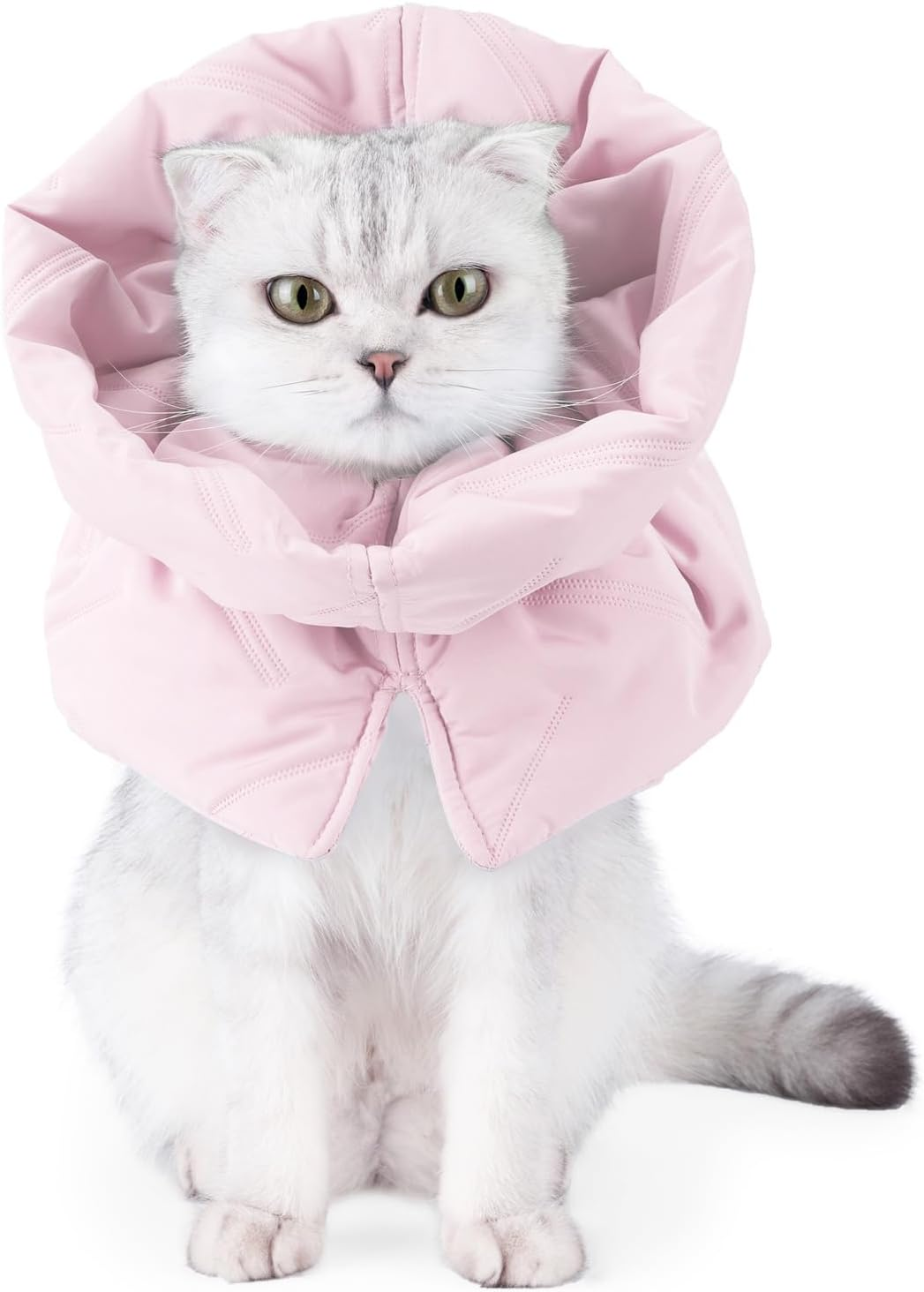 Cat Recovery Collar,Soft Adjustable Cone Alternative, Lightweight & Waterproof Post-Surgery Collar for Cats & Dogs, Prevents Licking Wounds for Safe Skin Protection (Pink, S) image number 3