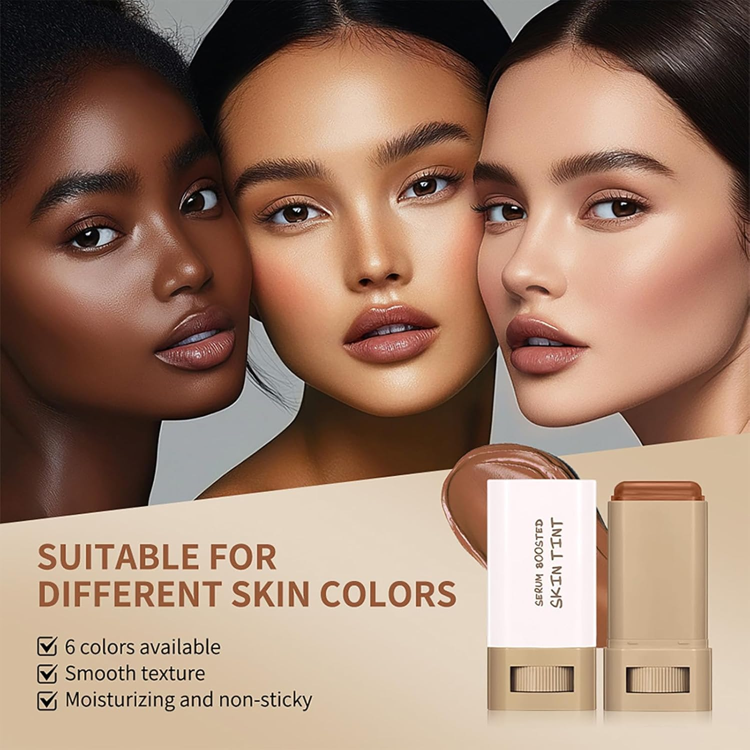 Serum Boosted Hydration Beauty Balm, Beauty Balm Serum Boosted Skin Tint, Skin Tint Stick, Foundation Face Stick for Women Hydrates (05#) image number 4