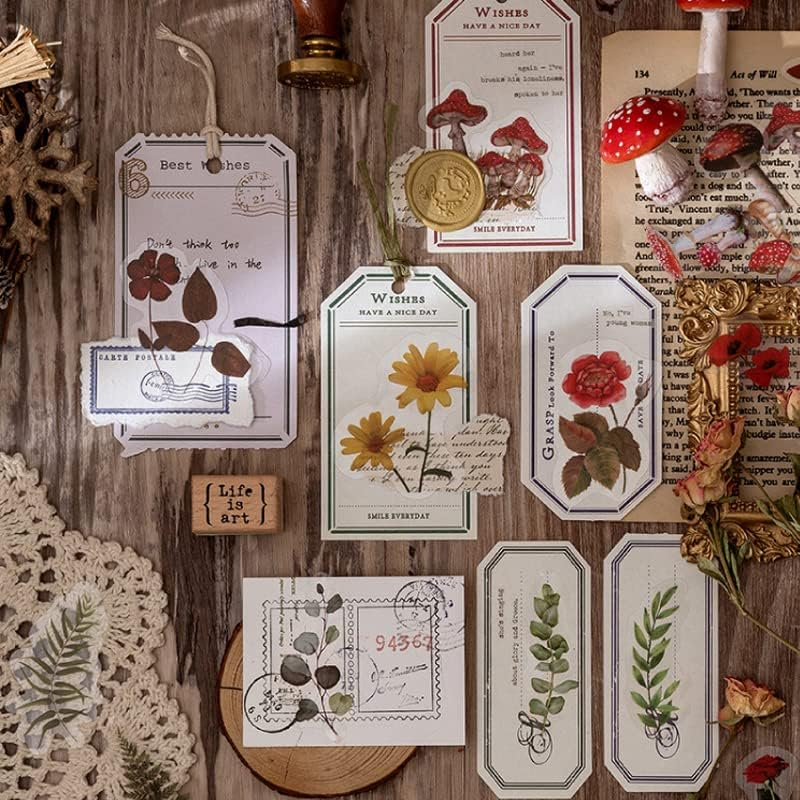 40 PCS Scrapbooking Flower Feather Stickers Journal Diary Transparent Sticker, 40-60Mm Size Range, Lightweight and Vibrant - B image number 4