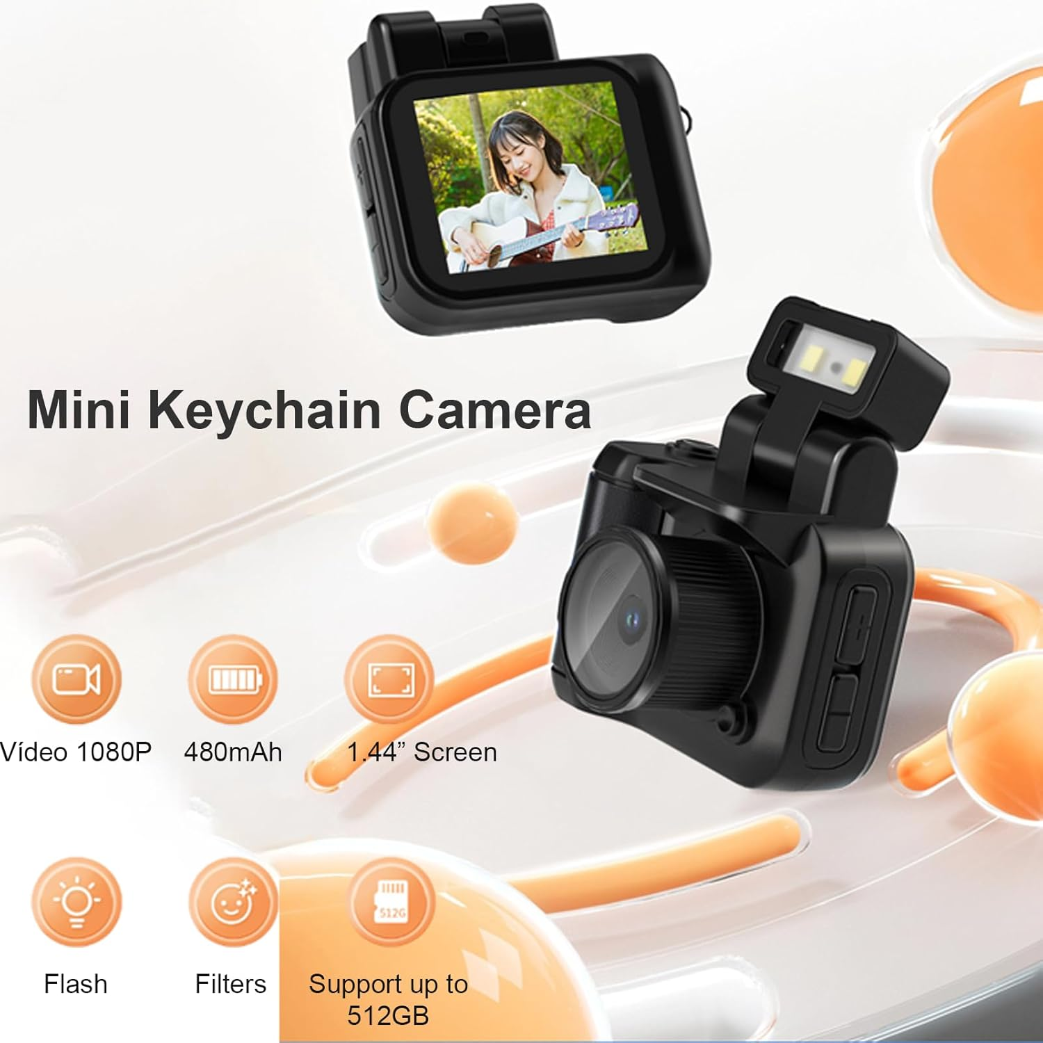 Mini Keychain Camera, 1080P 2MP Small Thumb Sized Camera Keychain with Charger Station, Tiny Video Camcorder, with LED Flash image number 1