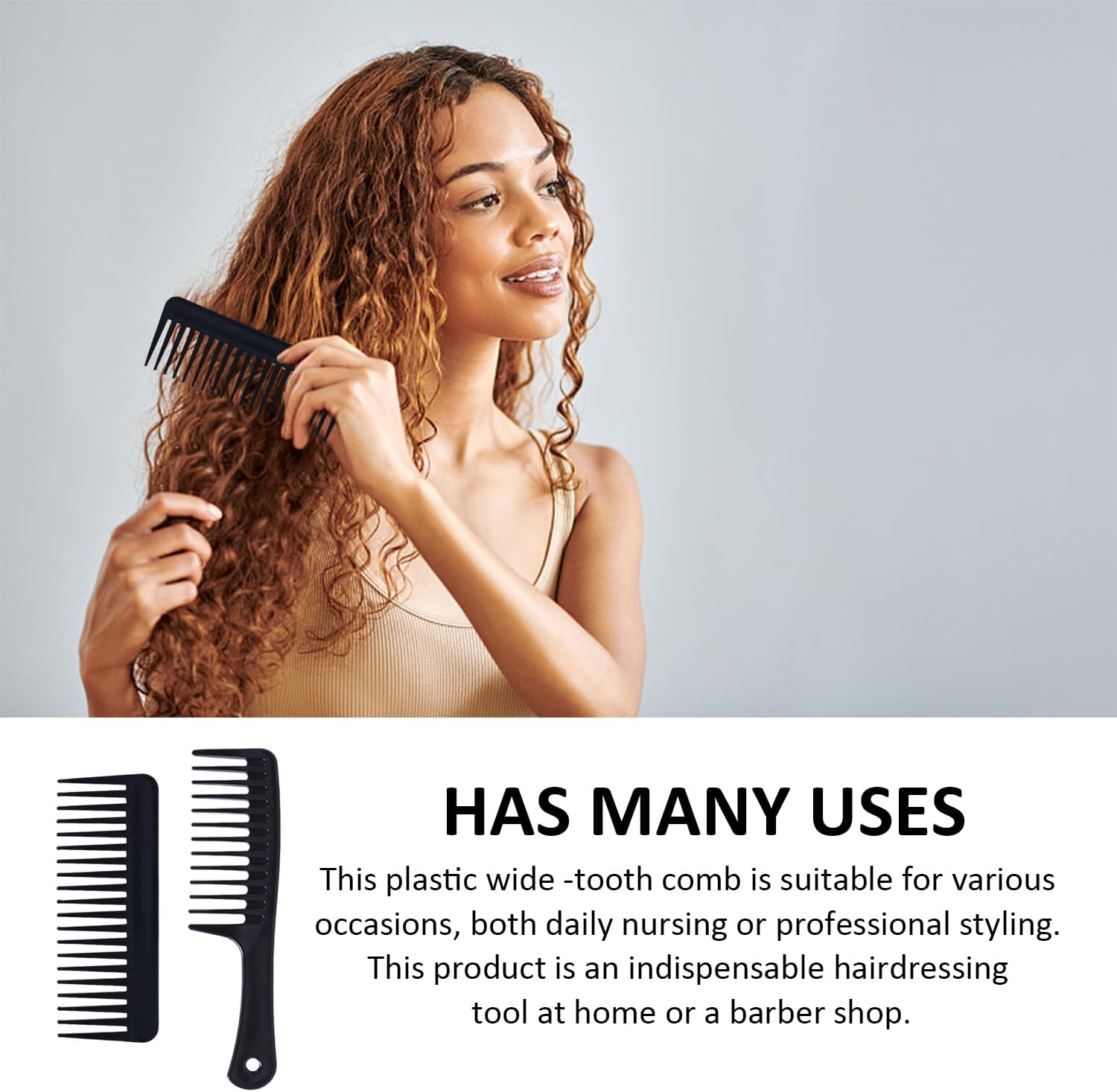 Pack of 4 Wide Teeth Combs, Plastic Combs, Hair Styling Tools, Hairdressing Tools, Lightweight and Durable Combs, Suitable for Home and Hairdressing Salon