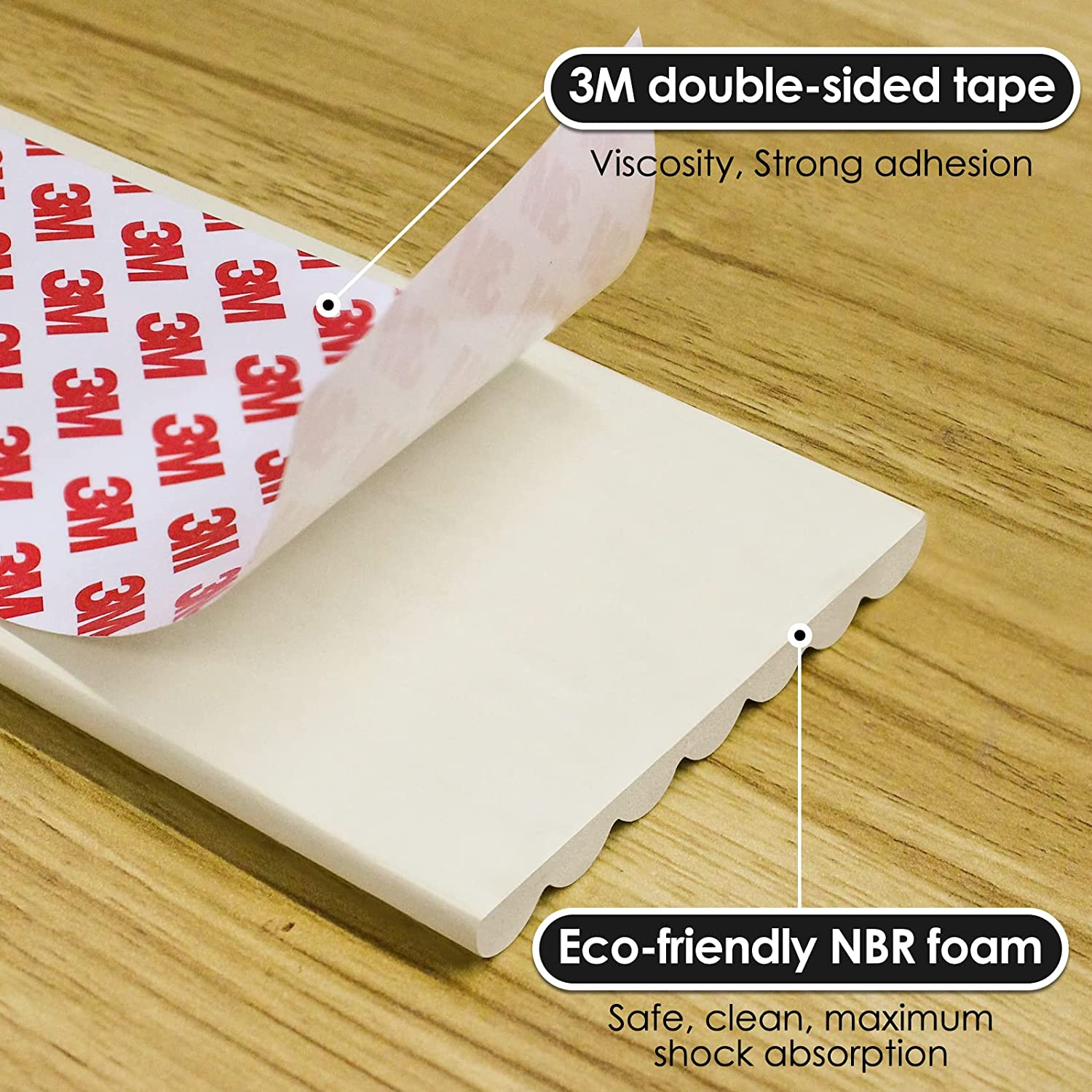 Baby Proofing 16.4Ft Edge Corner Protector with 3M Strong Adhesive Double Sided Tape, Extra-Wide Soft Safety Guards Proof Foam Padding Furniture Bumper or Table, Fireplace, Sharp Edge, Cream image number 1