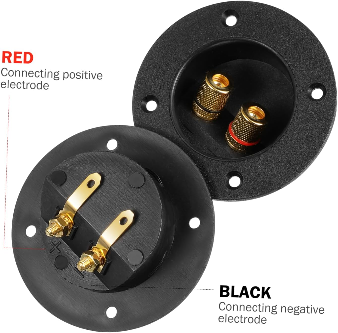 OFFIGAM 5Pcs 2-Way Speaker Terminal Binding Posts round Copper Connector Cups for DIY Hifi Audio Subwoofer Speaker System Home Car Sound Equipment image number 4