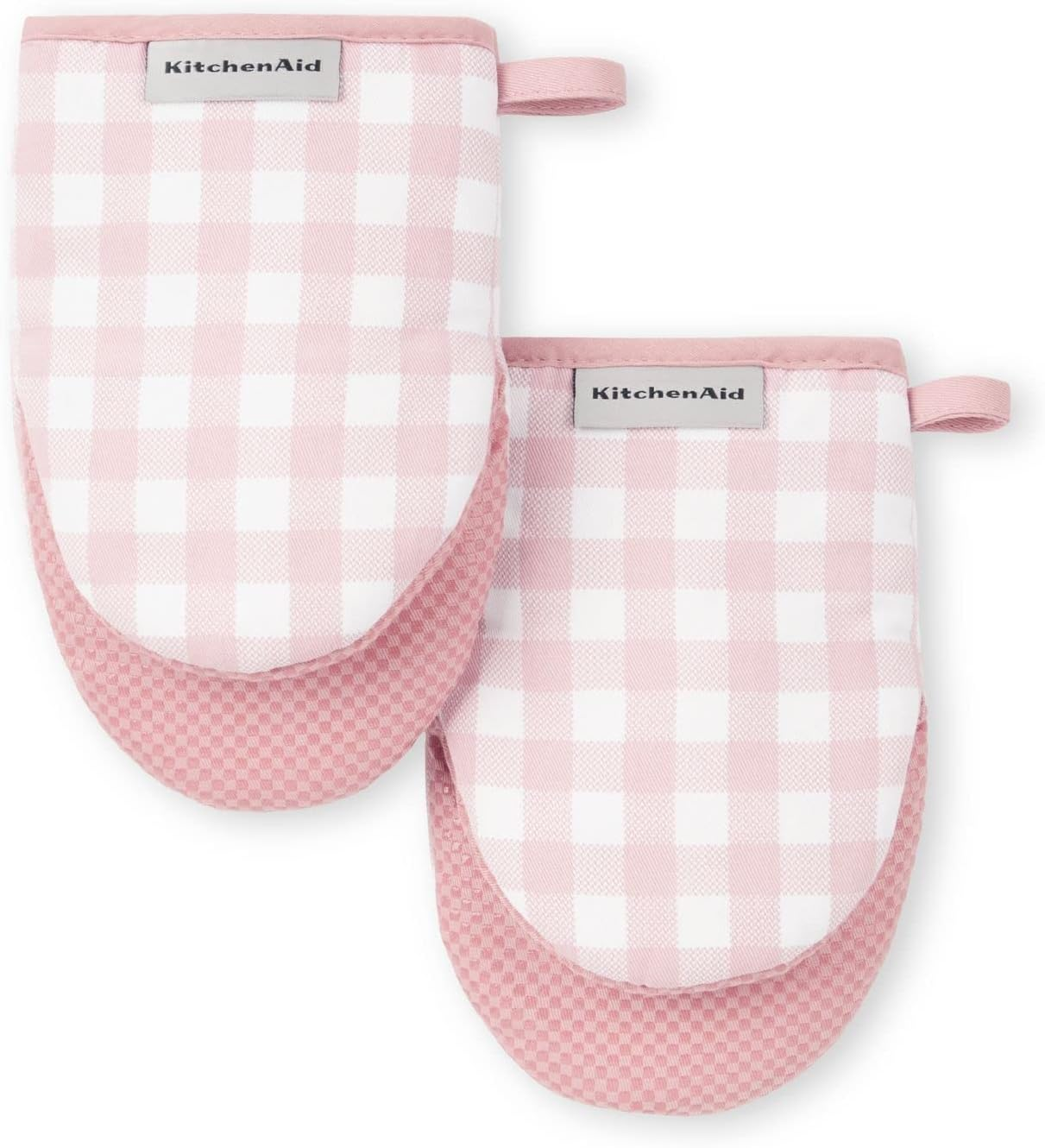 Kitchenaid Gingham Mini Oven Mitt 2-Pack Set, Onyx Black, 5.5"X8"
