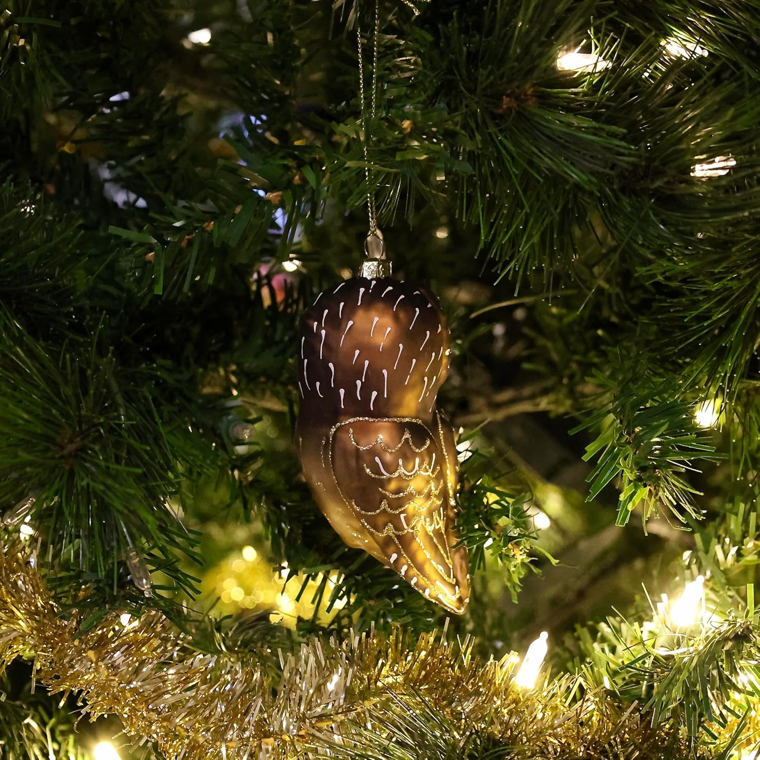 Cobane Studio Northern Saw Whet Owl Hanging Glass Ornament - Hand Blown and Hand Painted Bird Ornament for Christmas and Home Decor - Male Ruby Throated Hummingbird image number 5