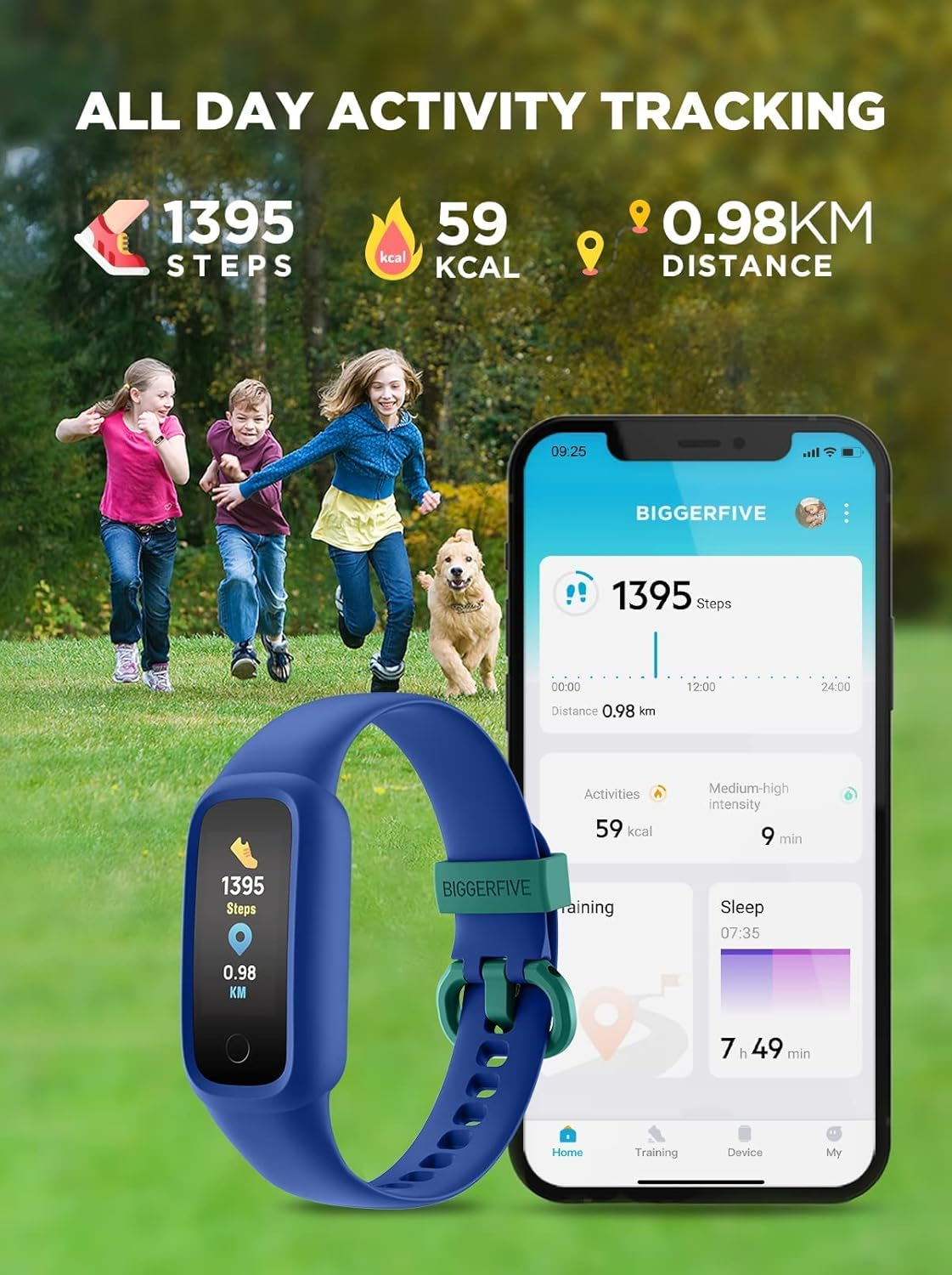 BIGGERFIVE Vigor 2 L Kids Fitness Tracker Watch for Boys Girls Ages 5-15, IP68 Waterproof, Activity Tracker, Pedometer, Heart Rate Sleep Monitor, Calorie Step Counter Watch image number 1