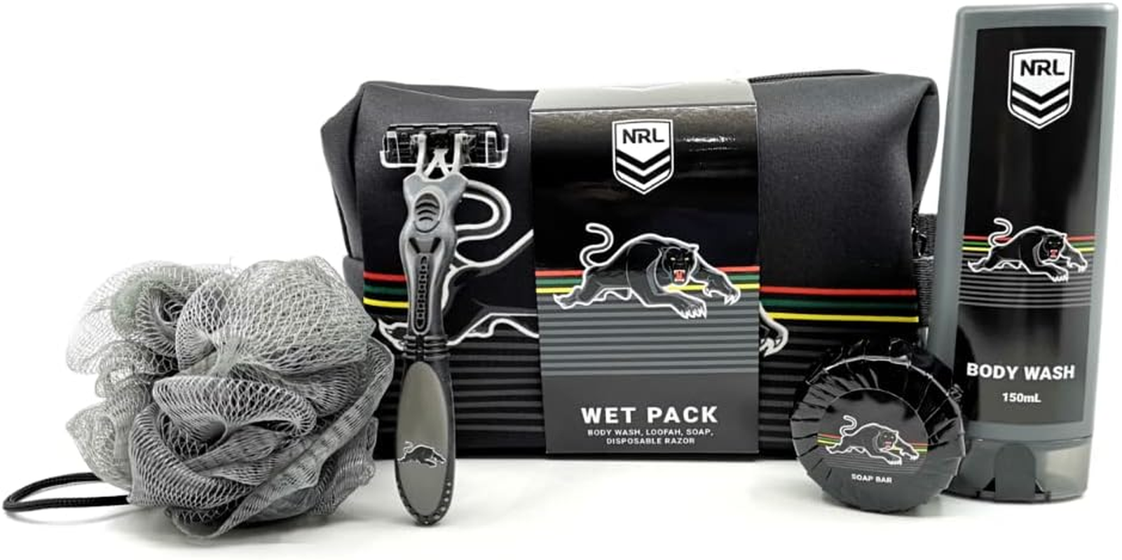 NRL Licensed Product Penrith Panthers NRL Toiletry Set, 5 Count