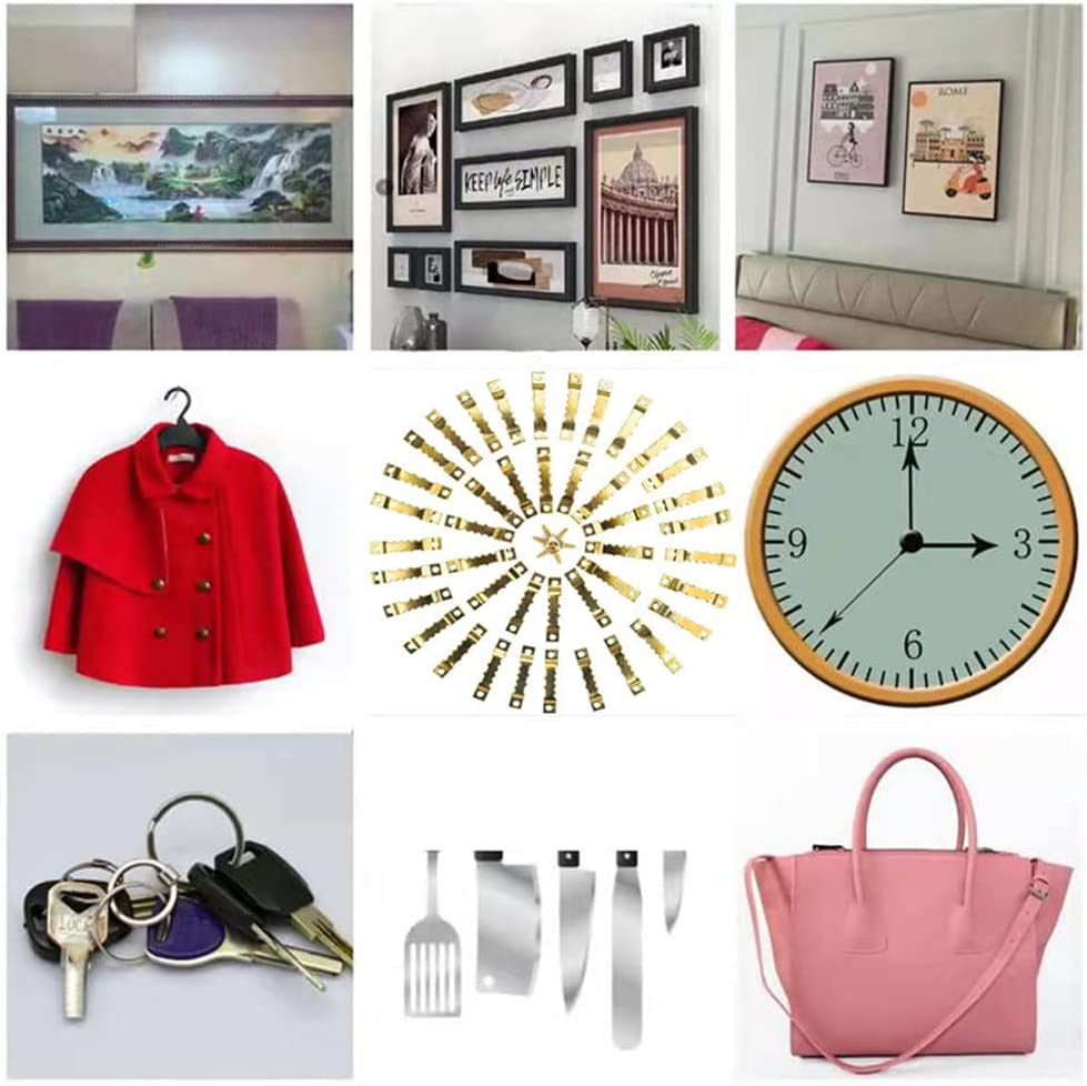 100 Pcs Sawtooth Picture Hangers,Picture Frames Hangers with Screws Picture Hang for Hanging Clock,Gold