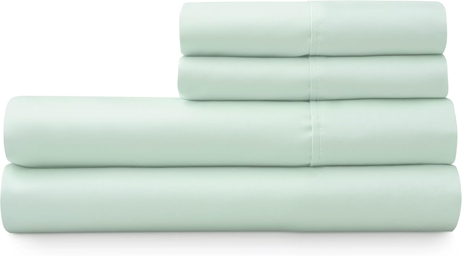 MARTHA STEWART 100% Cotton King Sheets Set - 4 Piece, Soft, Smooth, Durable, Easy Care, 16" Deep Pocket Sheet, Bedding Sheet, Sateen Sheet, 1 Flat, 1 Fitted, 2 Pillowcases, Dorm Essential, Mint Green image number 6