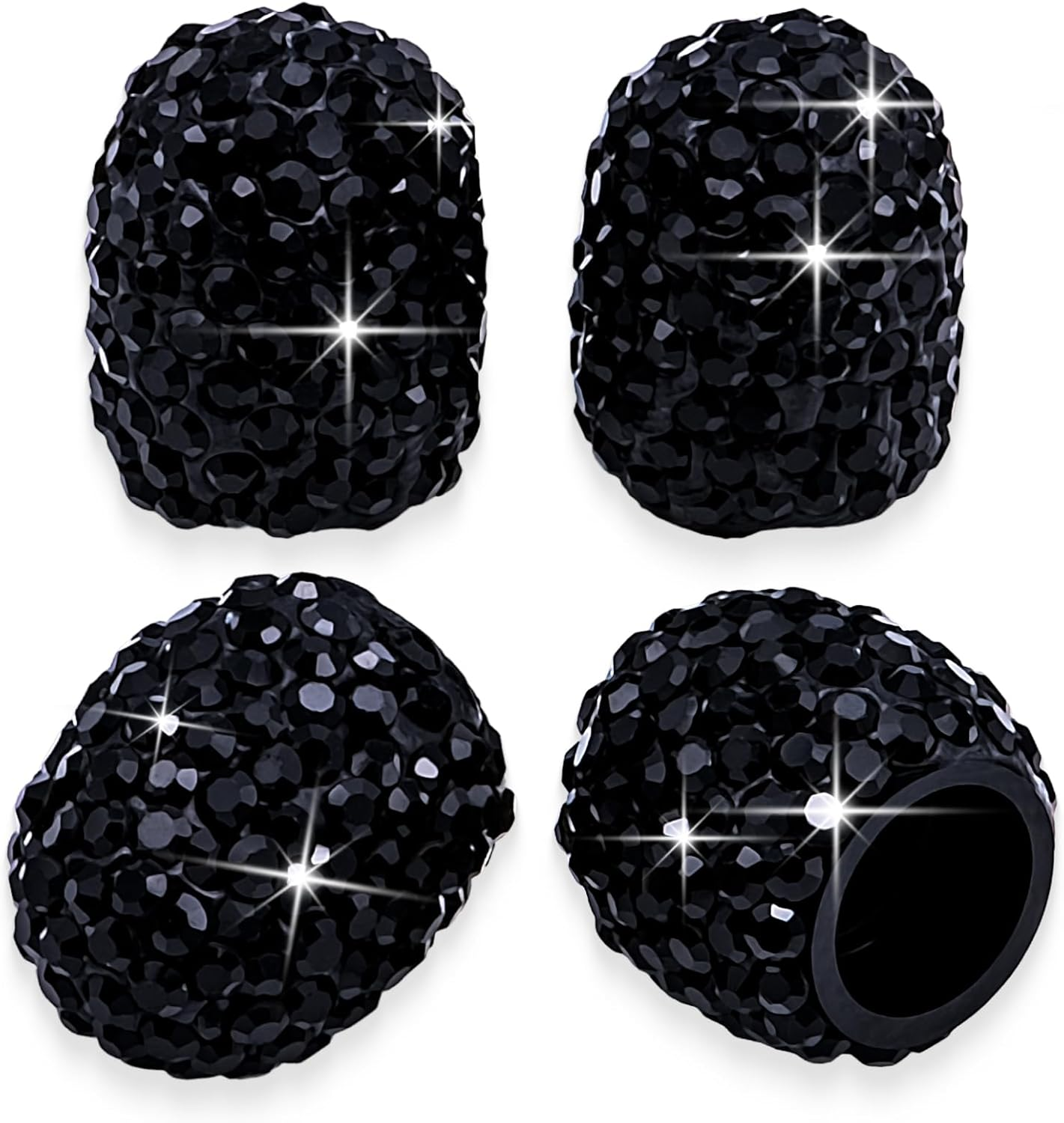 MEAJOO 4PCS Bling Crystal Diamond Tire Stem Valve Caps, Dustproof Car Wheel Tire Valve Caps Universal Tire Valve Stem Covers for Cars, SUV, Trucks, Bikes, Motorcycles, Bicycles (White)