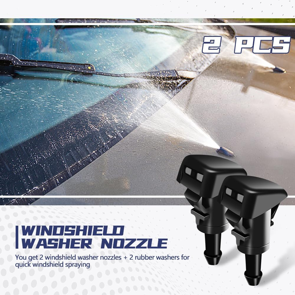 2 PCS Front Windshield Washer Nozzles, Washer Spray Jet Kit Fit for Chrysler, Dodge, Replaces OEM #: 4805742AB / 5113049AA / 55077460AA / 5303833AA / 5116079AA image number 6