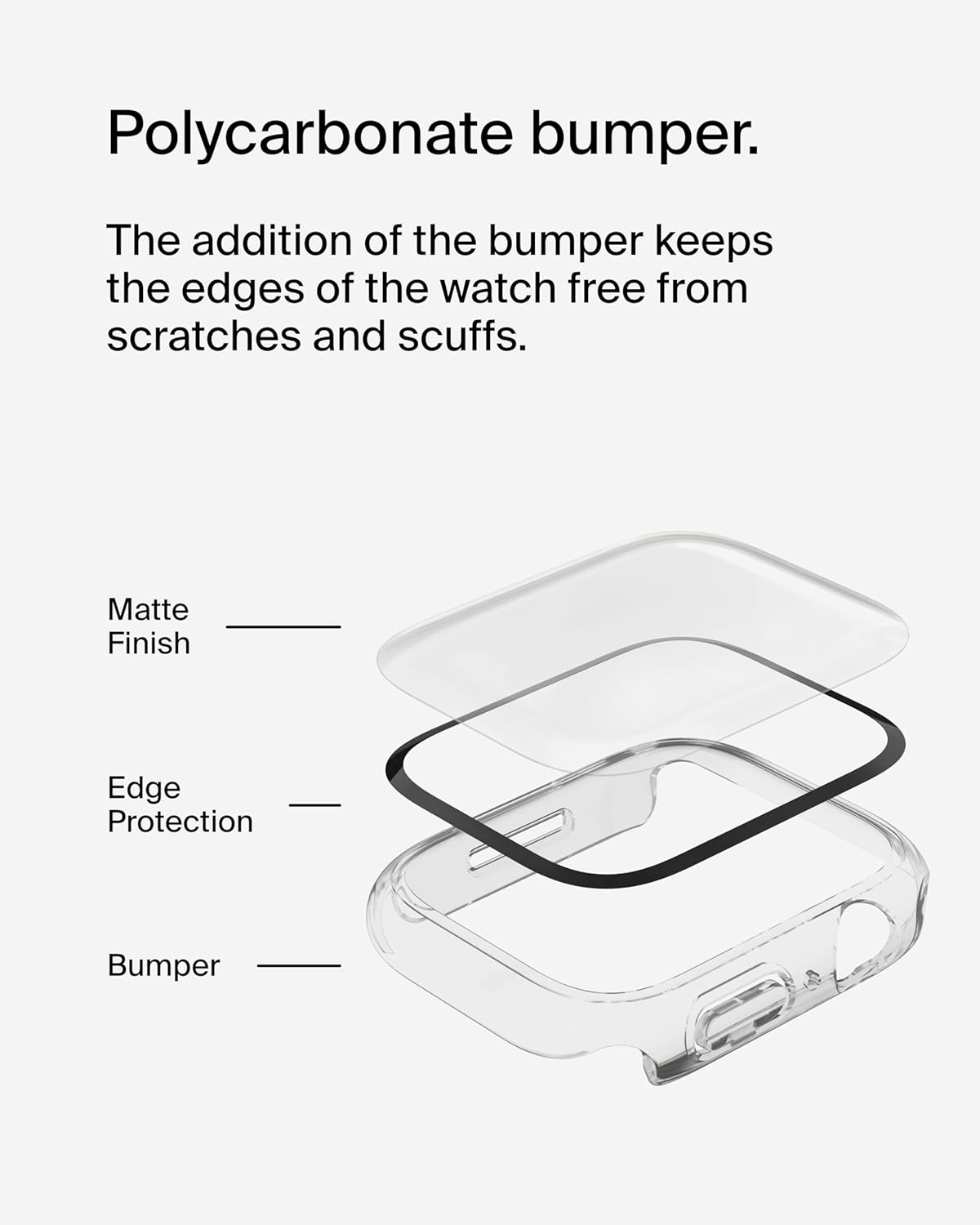 Belkin Temperedcurve Screen Protector for Apple Watch Series 8 with Edge-To-Edge Coverage & Protective Bumper - Tempered Glass Screen Protector, Apple Watch Accessories - Clear image number 6
