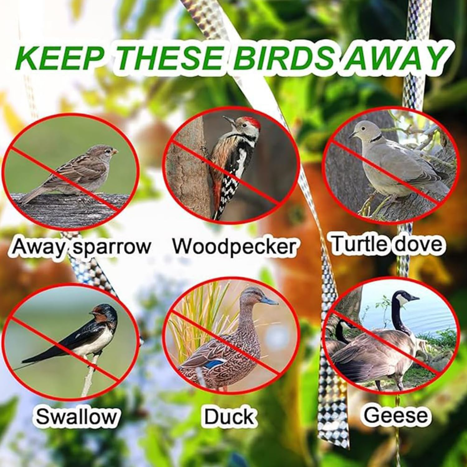 Lyfengdeam 2 Rolls Bird Scare Reflective Ribbon Flashing Tape Holographic Reflective Double-Sided Yard Fence Garden Porch Decoration Accessories Keep Away Flashing Ribbon for Pigeons Hawk Woodpeckers image number 5