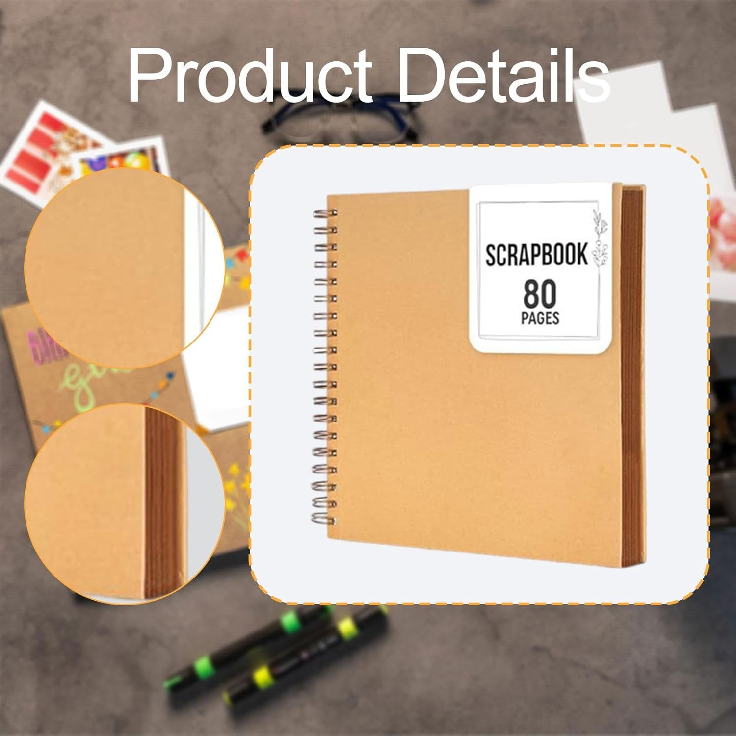 Photo Album Wedding Anniversary Scrapbooks Photo Storage Shower Graduation Family Decorative Scrapbook Album Memory Book, Brown - Brown image number 5