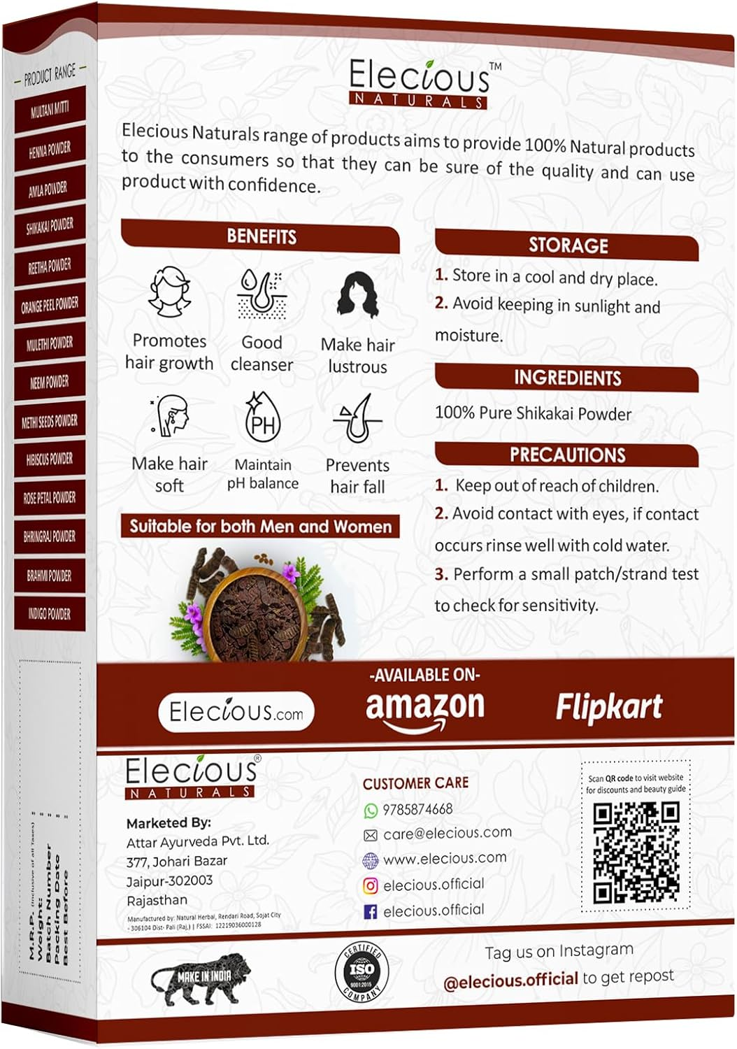 Elecious Shikakai Powder for Hair (Natural Hair Cleanser for Luxirious and Soft Hairs) (200 Grams) image number 2