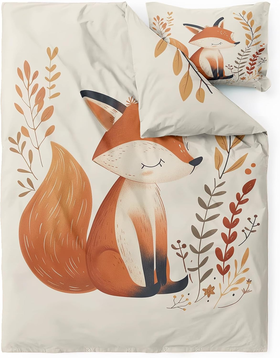Bed Linen 135 X 200 Cm Fox Children'S Cartoon Animals Duvet Cover 135 X 200 Cm, Set of 2, Soft & Comfortable Microfibre Duvet Covers & Pillowcase 80 X 80 Cm, Bedding Sets with Zip B#-74 image number 4