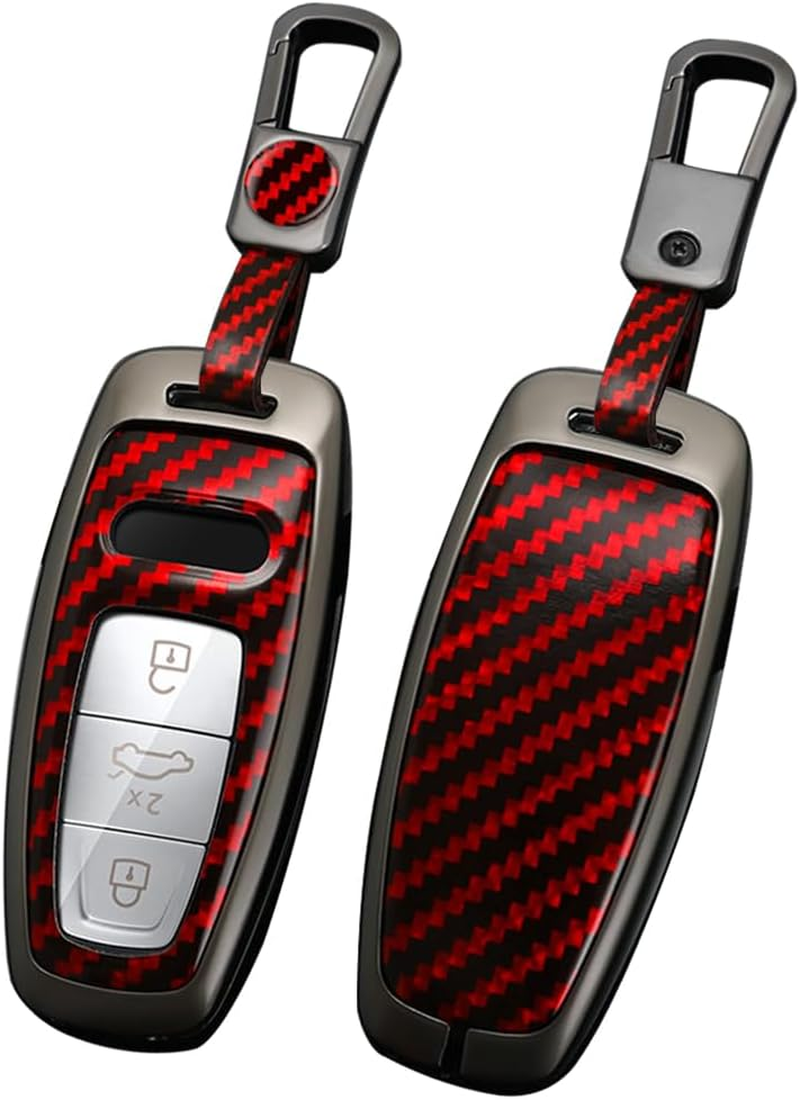 Ontto Alloy Car Key Fob Cover Fit for Audi A6 A7 A8 E-Tron Q5 Q7 Q8 C8 D5 A6L A8L SQ8 2019-2023 Keyless Entry Remote Key Case Keyring Key Shell Holder Keychain Protector Accessories White A