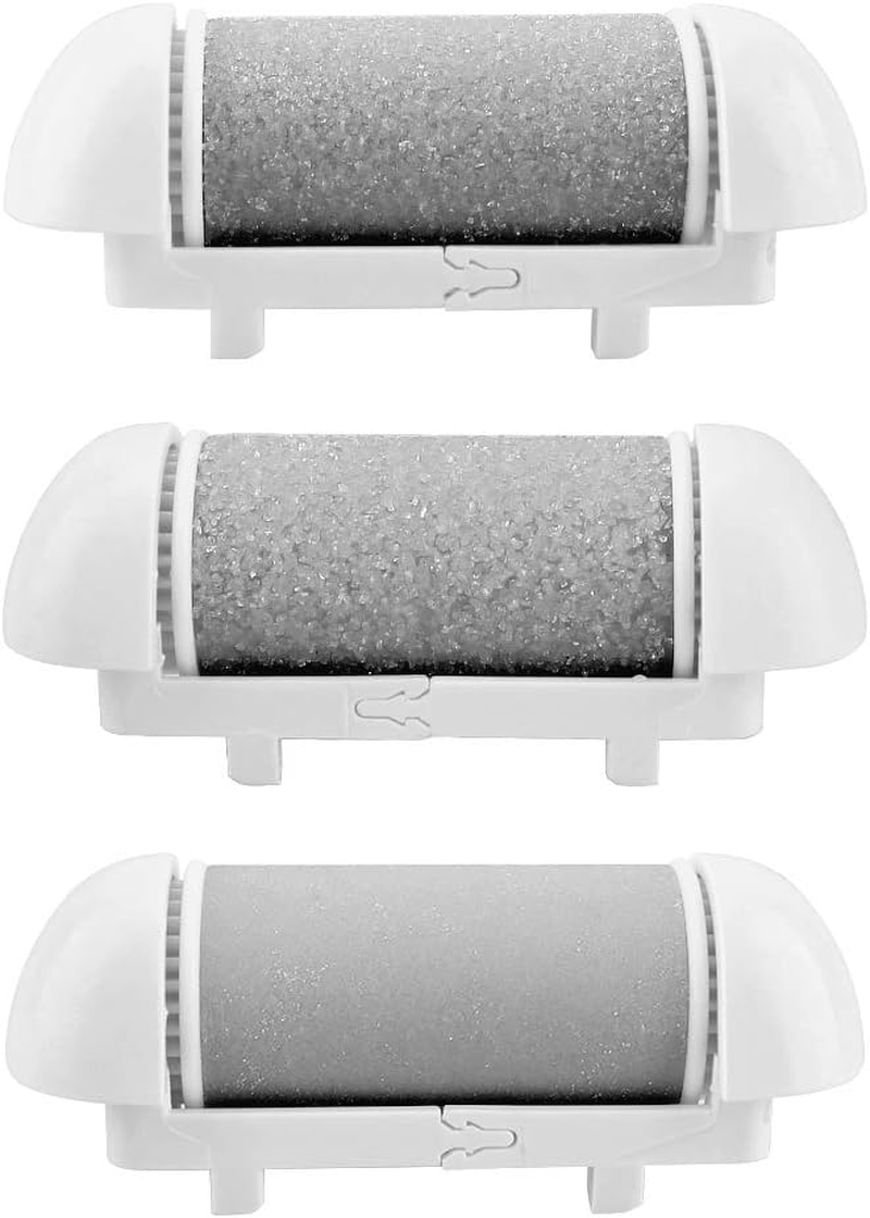 Electric Pedicure Device Replacement Roller Heads,Elmchee 3 Different Mineral Stone Professional Feet Care Perfect Grinding Heads Pack of 3 (Grey) image number 4