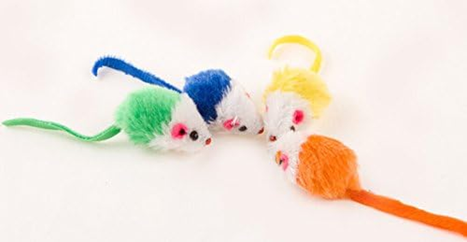 Play Fur Mice Cat Toys ? Mixed Bag of 10 Play Mice with Rattling Sounds ? 4 Color Variety Pack of Catnip Toy image number 3