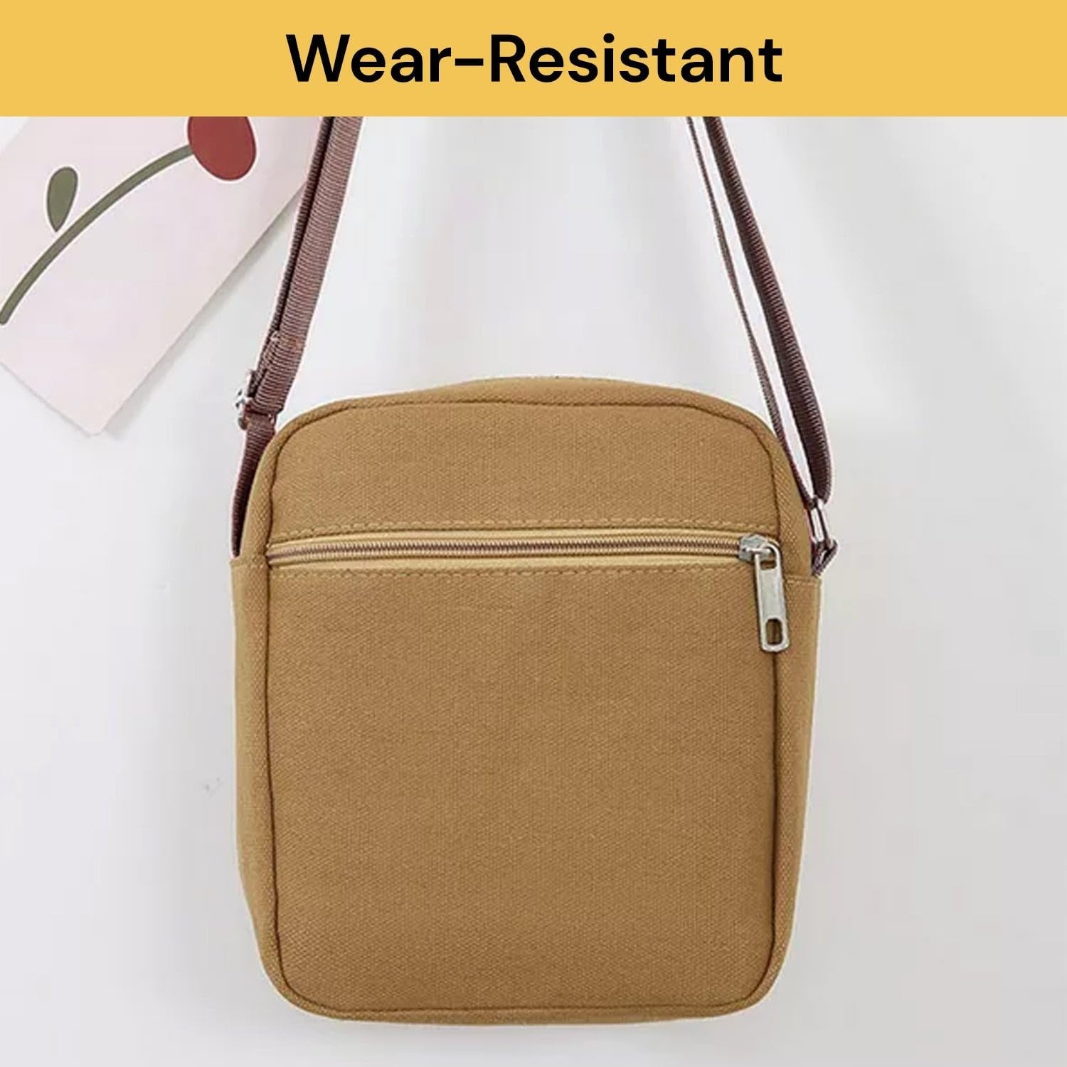 EZONEDEAL Messenger Bag for Men, Travel Crossbody Purse Briefcase Business Bag for Men & Women, Travel Passport Wallet Bag, Small Vintage Canvas Messenger Crossbody Bag Shoulder Bag - Khaki image number 2