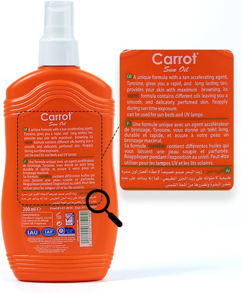 Carrot Sun Australia Carrot Tanning Oil 200Ml image number 1