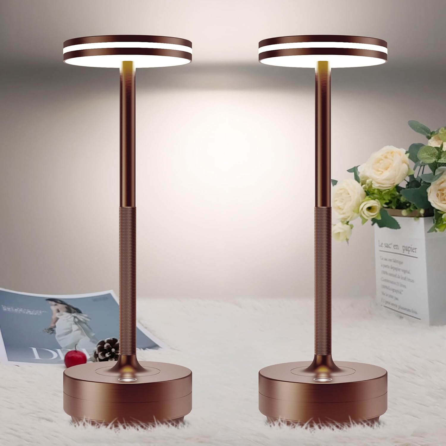 Bravzurg Wireless Table Lamp, Aluminium, Dimmable, 5000 Mah, LED Battery Table Lamp, Wireless, Waterproof, Table Lamps, USB Rechargeable, 3 Colour Temperatures for Outdoor, Indoor, Restaurant, Bedside image number 4