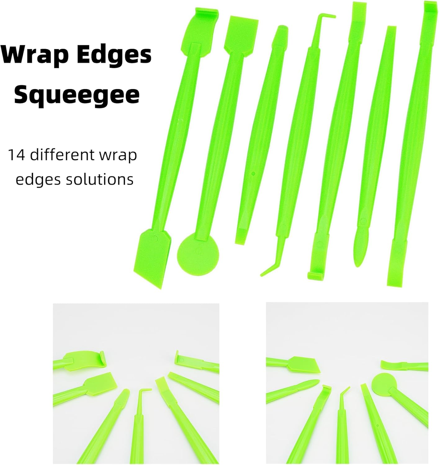 Umaki Vehicle Vinyl Wrap Tools Tinting Kit with 4In & 8.3In Plastic Felt Squeegee, Paper Razor Cutter, 7In1 Green Wrap Tuck Tools, Precise Knife and 2 Pairs Vinyl Wrap Gloves, Scratchless Application image number 5