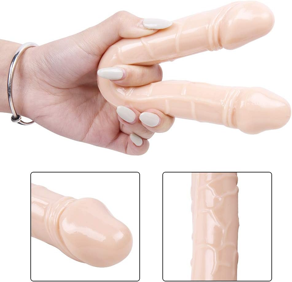 23.5CM Double Dong Dildo Head Design, Realistic Dildo Toys Sex Toys Double Layer of Silicone,Silicone Wand Flexible Versatile Personal Tool (Flesh)
