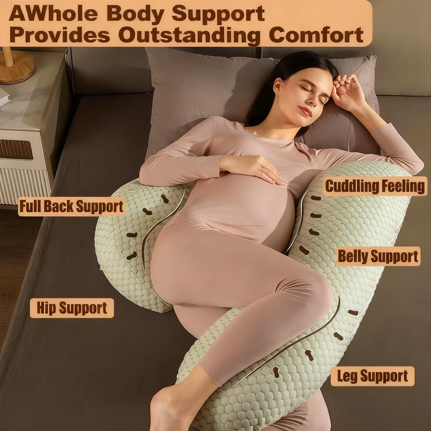Grey White Comfortable Maternity Pillow for Sleeping, Pregnancy Pillows Pregnant Women, Supports for Side Sleepers Back HIPS Legs Belly image number 1