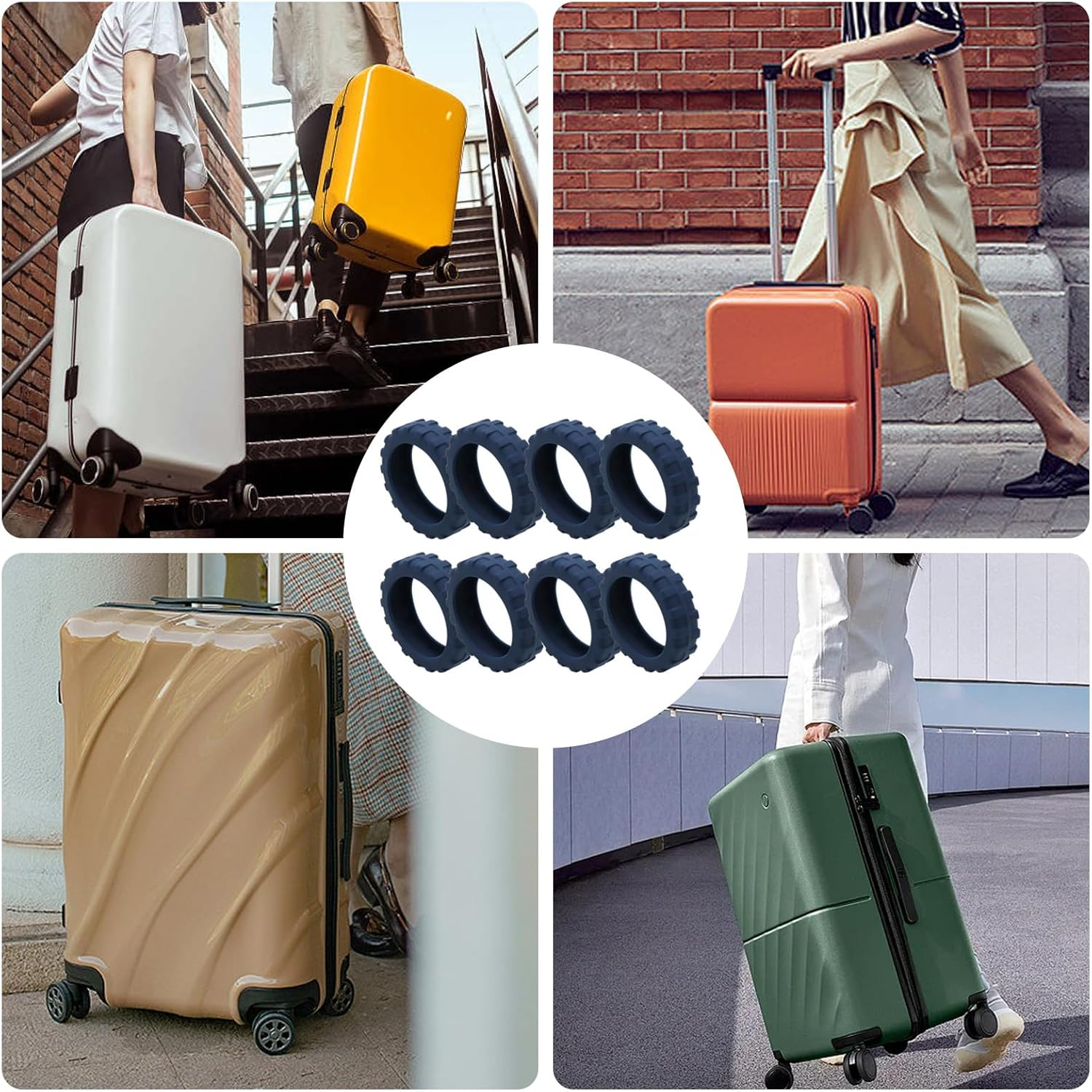 Luggage Suitcase Wheels Cover - Silicone Suitcase Wheel Covers,Travel Accessories, Luggage Spinner Wheel Silicone Protective Cover for 2.17-2.68 Inches Luggage Wheels Hoffti image number 4