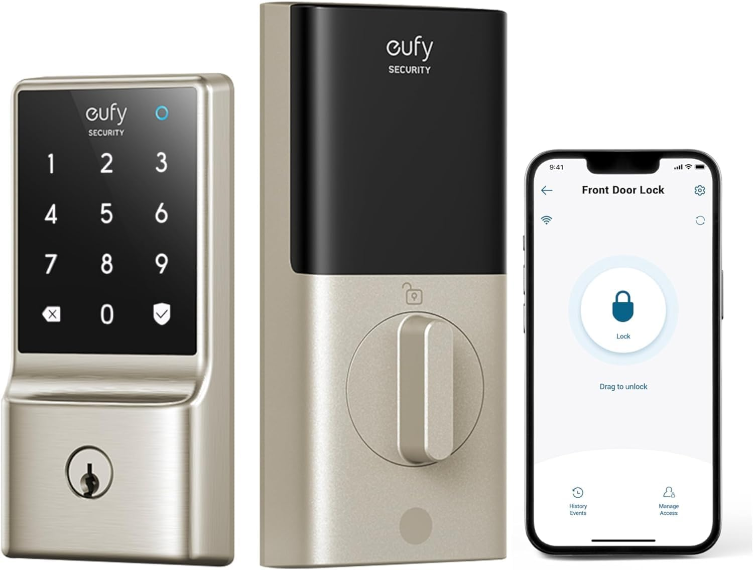 Eufy Security Smart Lock C210, Keyless Entry Door Lock for Front Door, No Bridge Required, Easy Installation, Touchscreen Keypad Deadbolt Lock, App Remote Control, 4 AA Batteries Included, Nickel image number 5