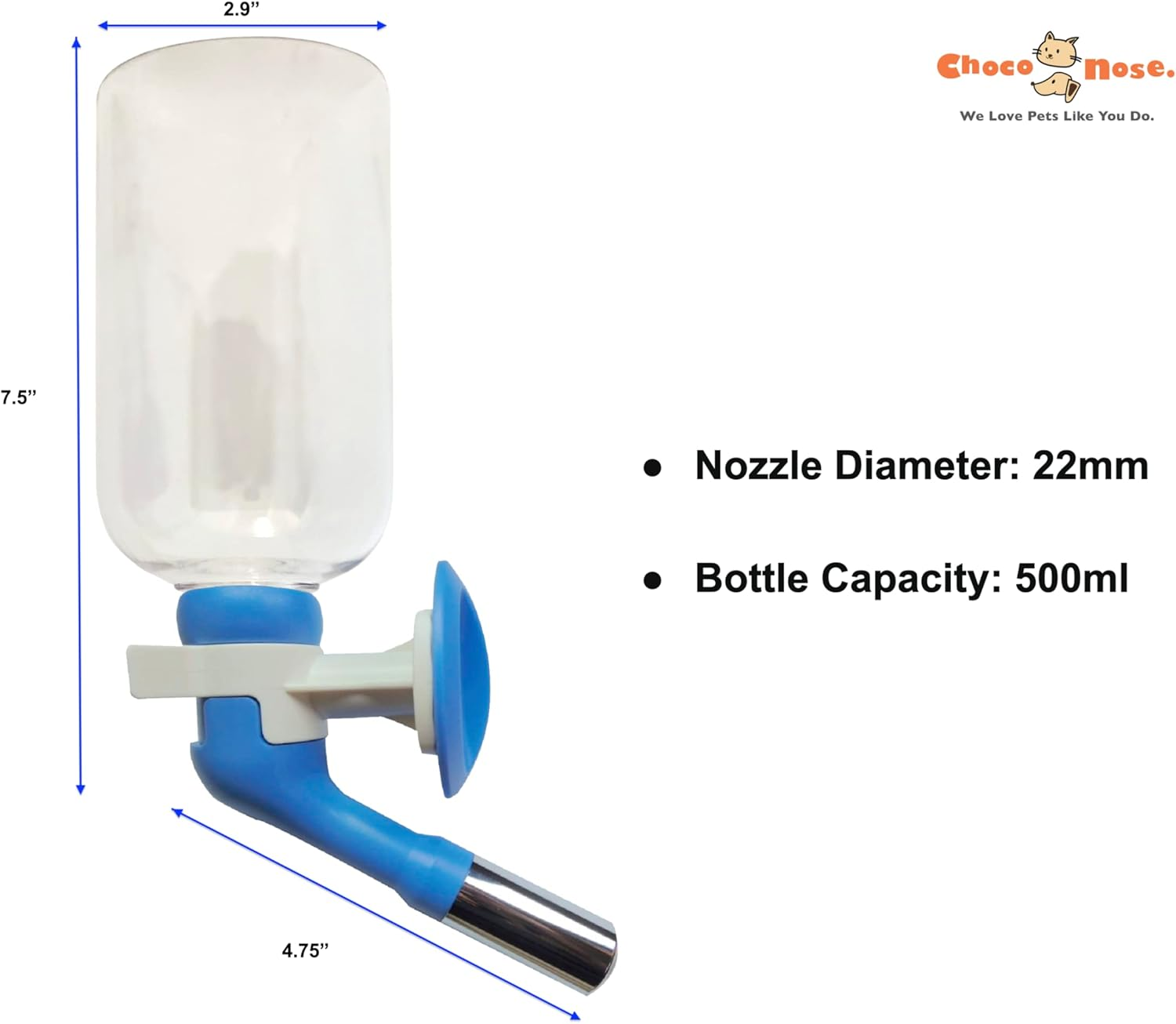 Choco Nose H570 Patented No Drip Large-Sized Dog Water Nozzle, Recommended for Medium to Large -Sized Dogs, Enlarged Sized Leak-Proof Nozzle, BPA Free, Nozzle Diameter: 22Mm (Blue/White) image number 6