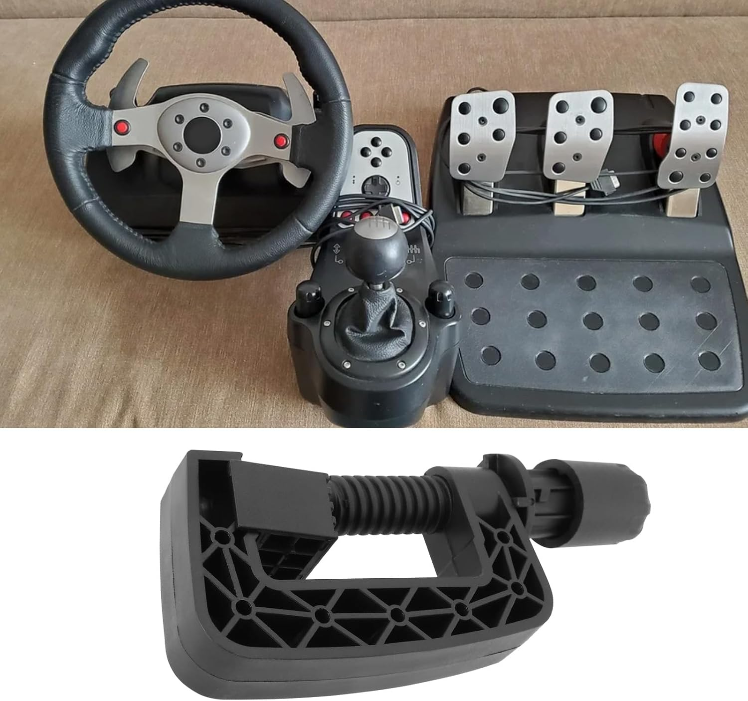 SG Store 1Pc Racing Steering Wheel Fixing Clamp Screw Compatible with Logitech G25 G27 G29 G920 G923 Game Fixed Clamp Clip (Black) image number 2