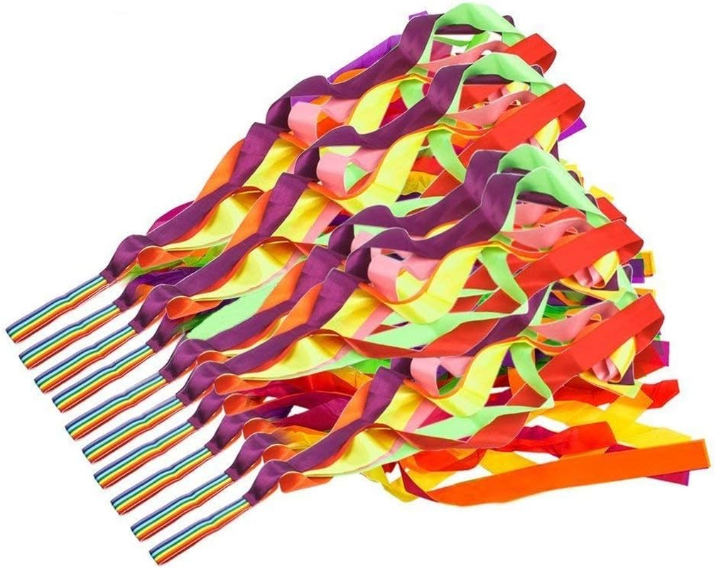 LERTREE 12 Pcs Rainbow Rhythm Ribbon Dance Wand Gymnastics Toys for Kids image number 5