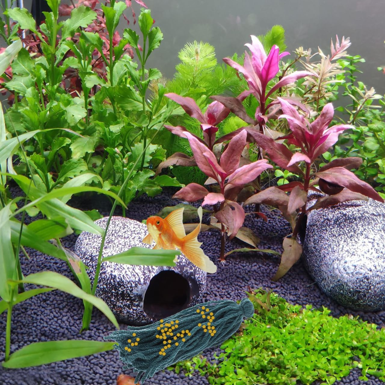 INOOMP Fish Spawning Mop for Aquarium Breeding Floating and Sinking Angelfish Egg Laying Mop with Natural Substrate for Fish and Shrimp 5 Pieces 5.12X1.57X1.18In image number 2